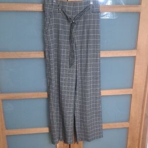 7th Avenue Women's Plaid Wide Leg Dress Pants, Pleated Waist Sz 12 Inseam 32